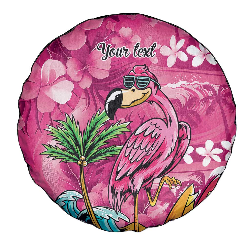 Hawaiian Flamingo Hibiscus Personalised Spare Tire Cover Pink Summer Tropical Flowers - Polynesian Pride