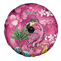 Hawaiian Flamingo Hibiscus Personalised Spare Tire Cover Pink Summer Tropical Flowers - Polynesian Pride