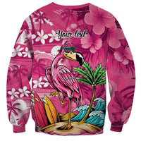 Hawaiian Flamingo Hibiscus Personalised Sweatshirt Pink Summer Tropical Flowers - Polynesian Pride