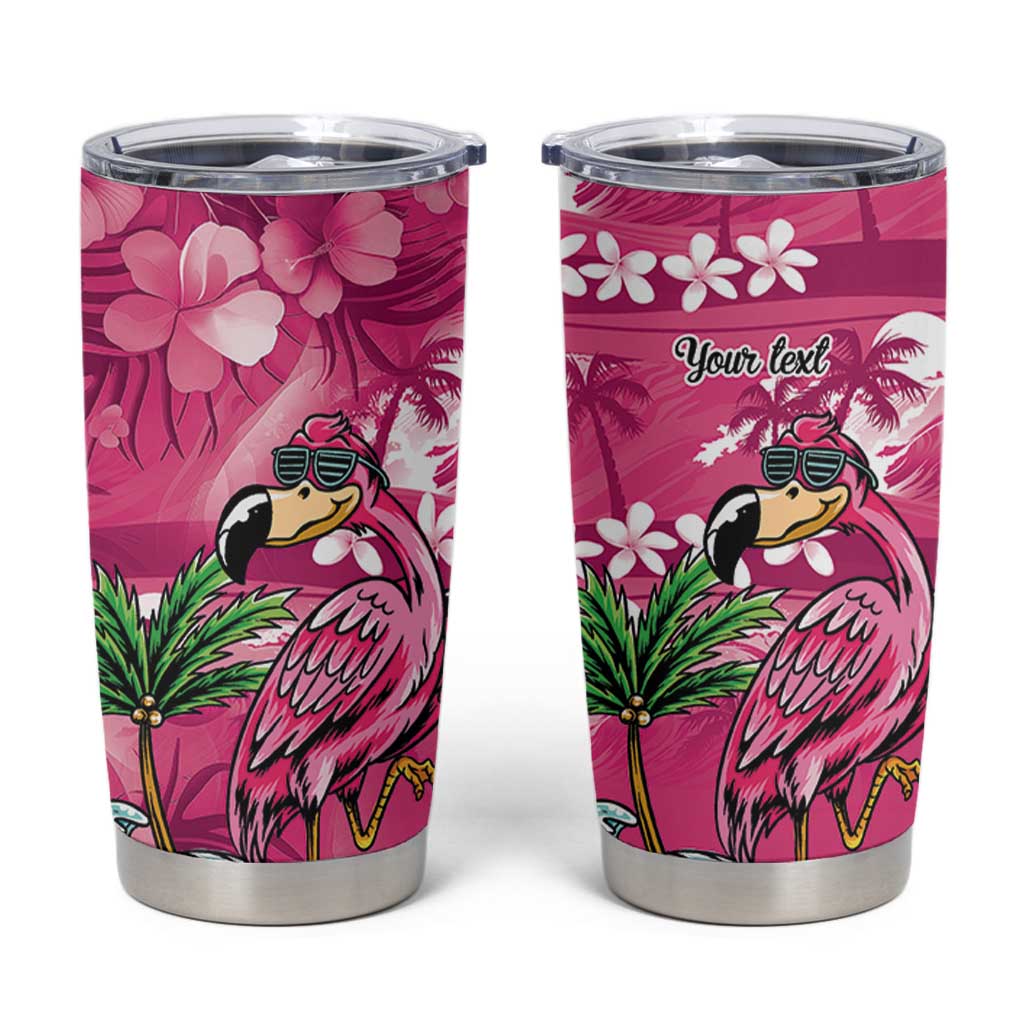 Hawaiian Flamingo Hibiscus Personalised Tumbler Cup Pink Summer Tropical Flowers - Polynesian Pride