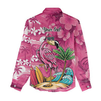 Hawaiian Flamingo Hibiscus Personalised Women Casual Shirt Pink Summer Tropical Flowers - Polynesian Pride