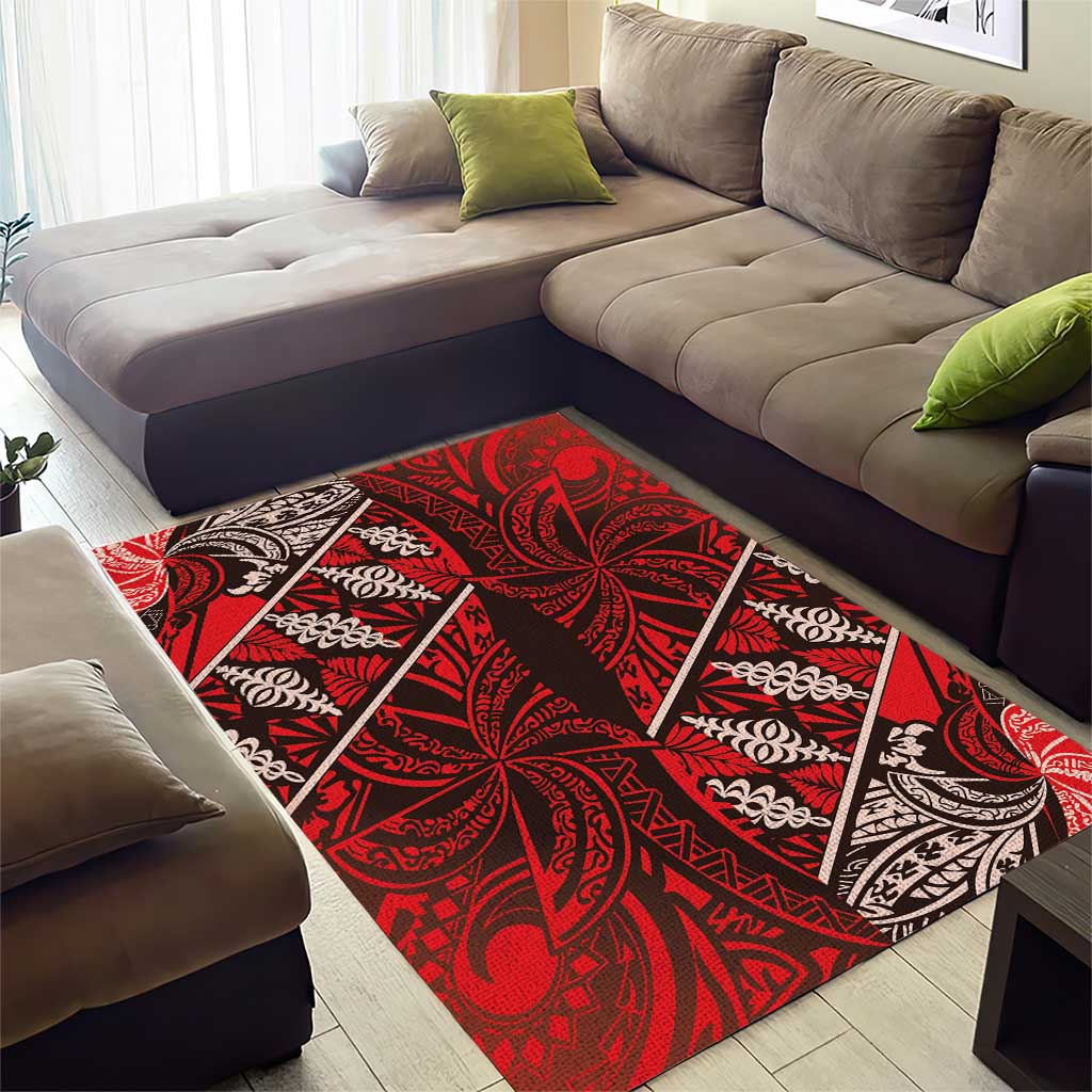 Vintage Ngatu Tribal Tonga Pattern Area Rug LT9 - Polynesian Pride