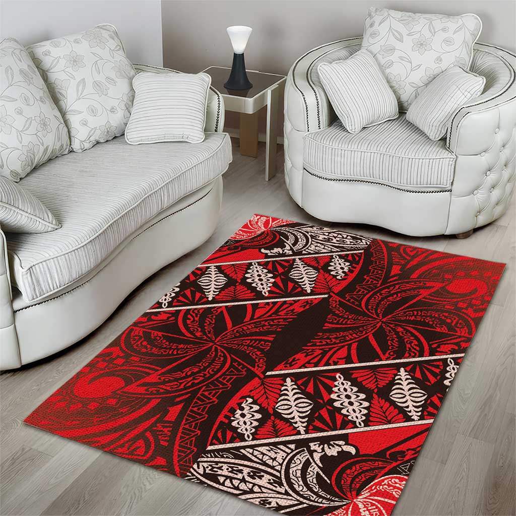 Vintage Ngatu Tribal Tonga Pattern Area Rug LT9 - Polynesian Pride