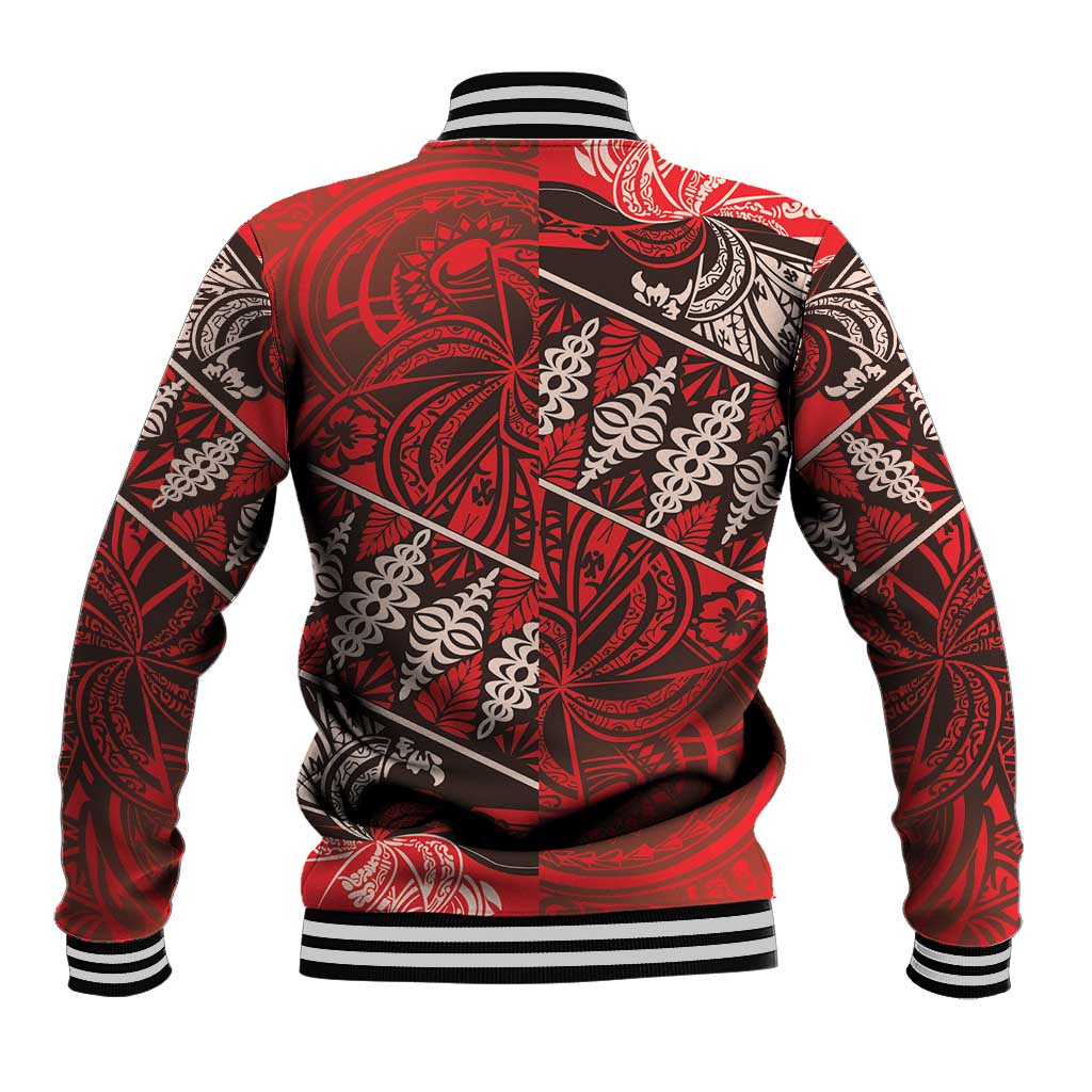 Vintage Ngatu Tribal Tonga Pattern Baseball Jacket - Polynesian Pride
