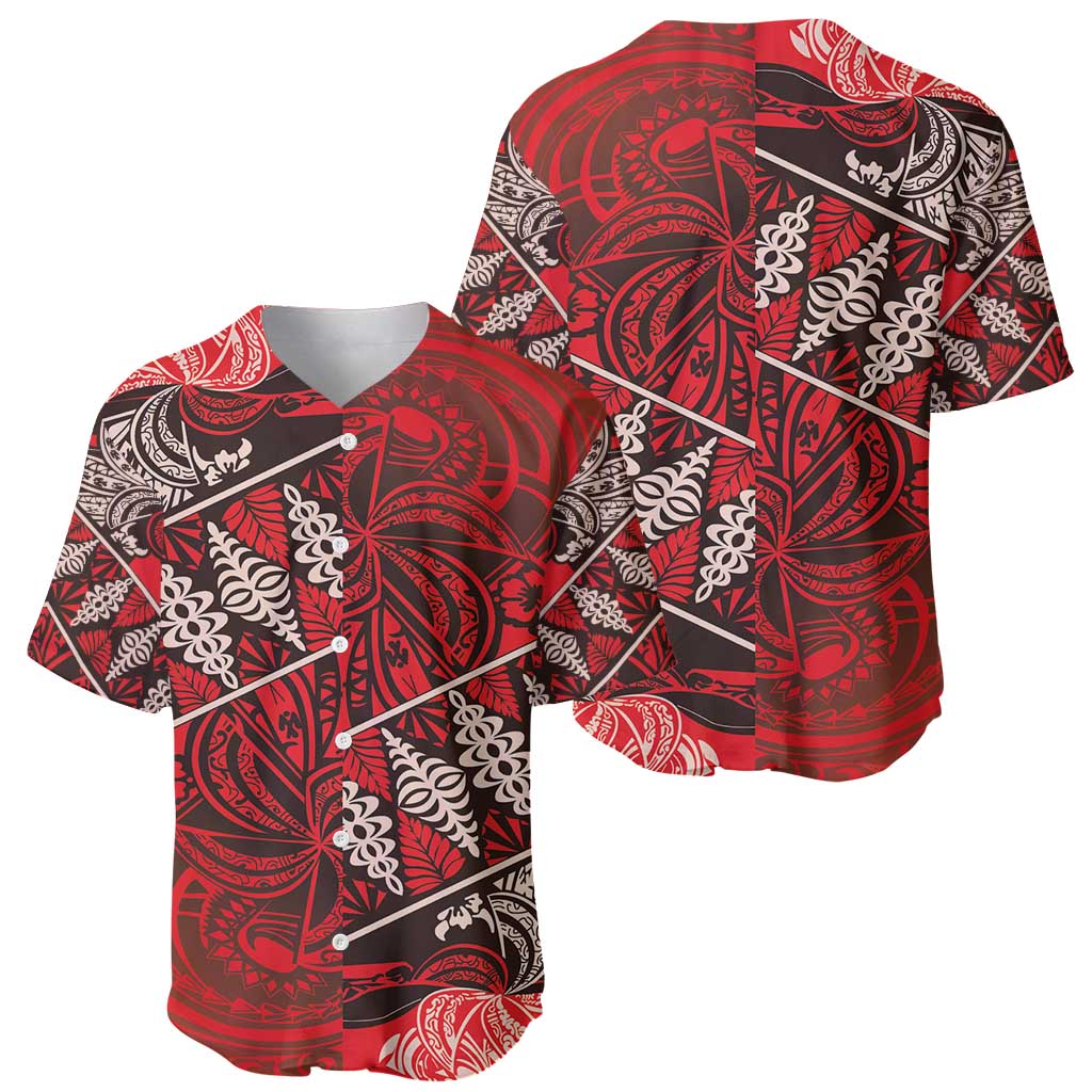 Vintage Ngatu Tribal Tonga Pattern Baseball Jersey - Polynesian Pride