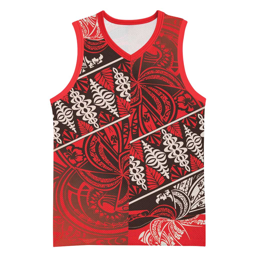 Vintage Ngatu Tribal Tonga Pattern Basketball Jersey - Polynesian Pride