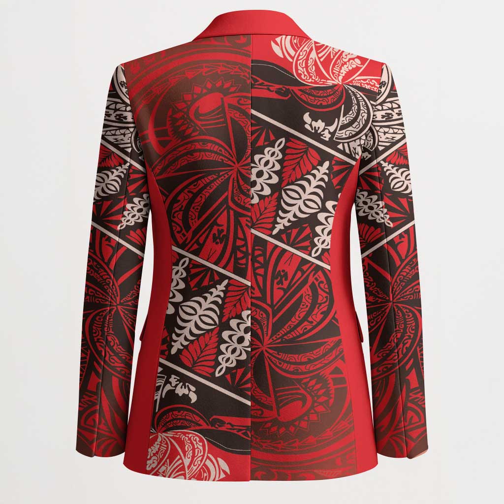 Vintage Ngatu Tribal Tonga Pattern Blazer LT9 - Polynesian Pride