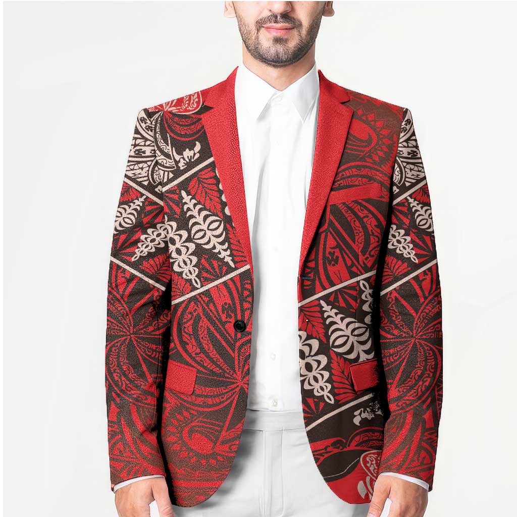 Vintage Ngatu Tribal Tonga Pattern Blazer LT9 - Polynesian Pride