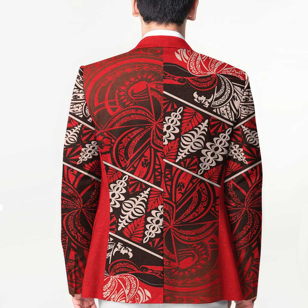 Vintage Ngatu Tribal Tonga Pattern Blazer LT9 - Polynesian Pride