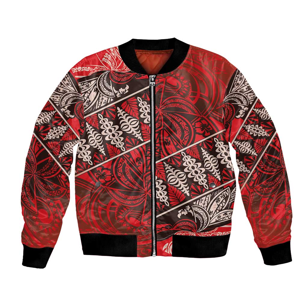 Vintage Ngatu Tribal Tonga Pattern Bomber Jacket - Polynesian Pride