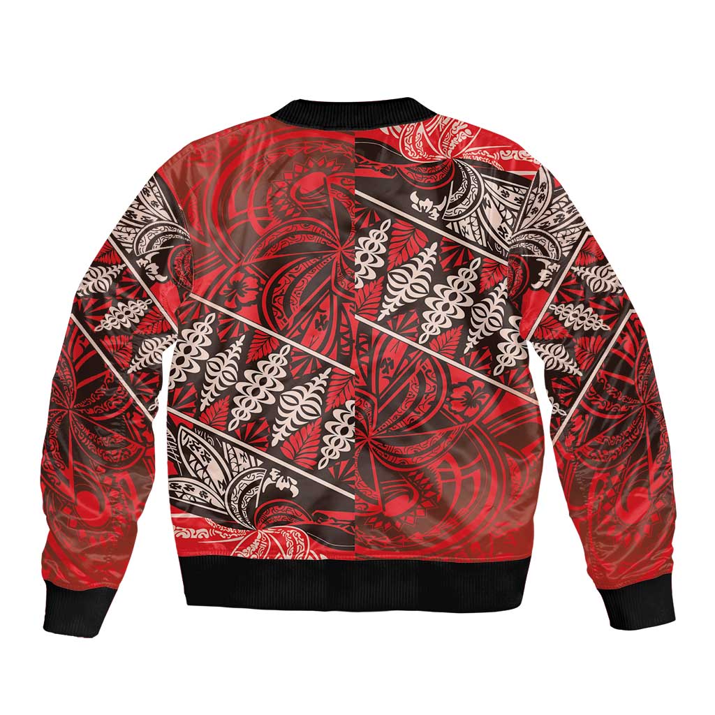 Vintage Ngatu Tribal Tonga Pattern Bomber Jacket - Polynesian Pride