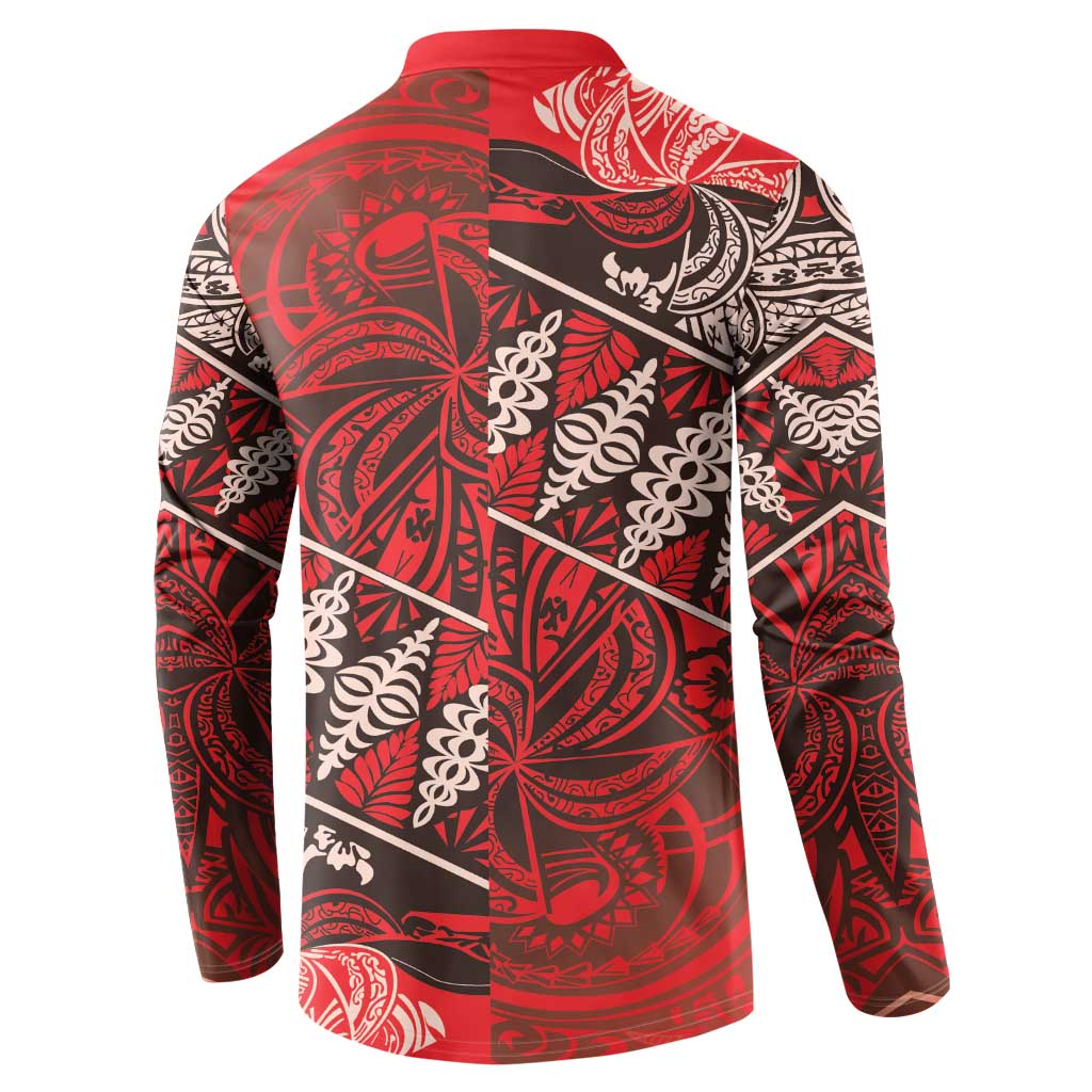 Vintage Ngatu Tribal Tonga Pattern Button Sweatshirt - Polynesian Pride