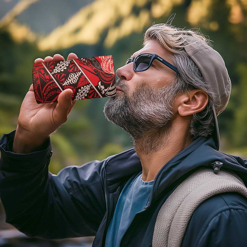 Vintage Ngatu Tribal Tonga Pattern 4 in 1 Can Cooler Tumbler - Polynesian Pride