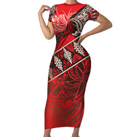Vintage Ngatu Tribal Tonga Pattern Family Matching Short Sleeve Bodycon Dress and Hawaiian Shirt - Polynesian Pride