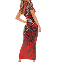 Vintage Ngatu Tribal Tonga Pattern Family Matching Short Sleeve Bodycon Dress and Hawaiian Shirt - Polynesian Pride