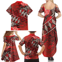 Vintage Ngatu Tribal Tonga Pattern Family Matching Summer Maxi Dress and Hawaiian Shirt - Polynesian Pride