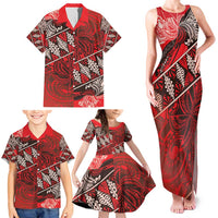 Vintage Ngatu Tribal Tonga Pattern Family Matching Tank Maxi Dress and Hawaiian Shirt - Polynesian Pride