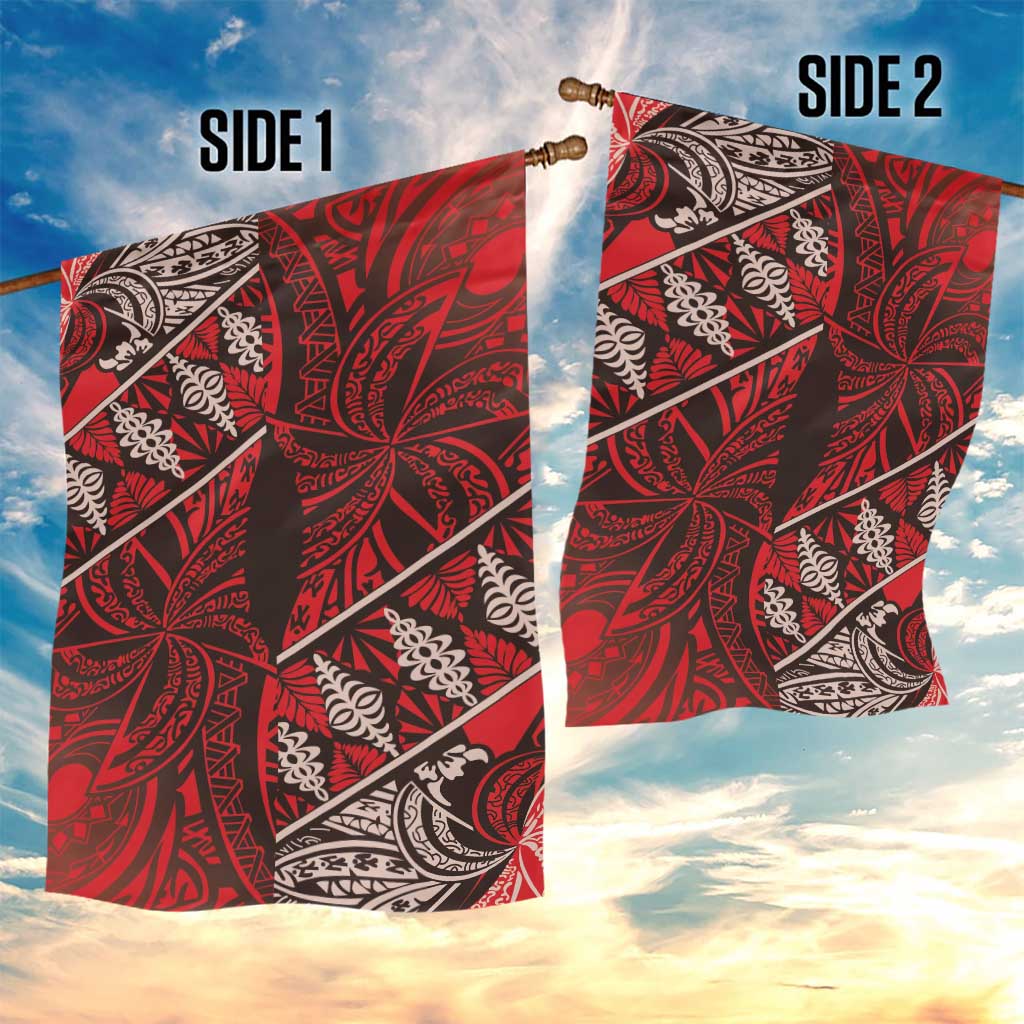 Vintage Ngatu Tribal Tonga Pattern Garden Flag - Polynesian Pride