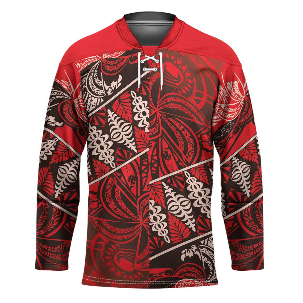 Vintage Ngatu Tribal Tonga Pattern Hockey Jersey - Polynesian Pride