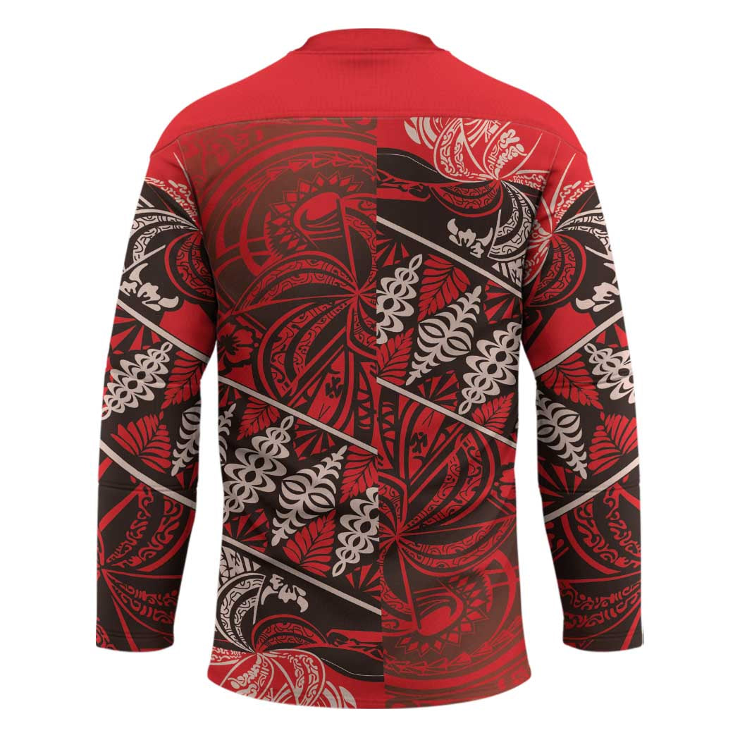 Vintage Ngatu Tribal Tonga Pattern Hockey Jersey - Polynesian Pride