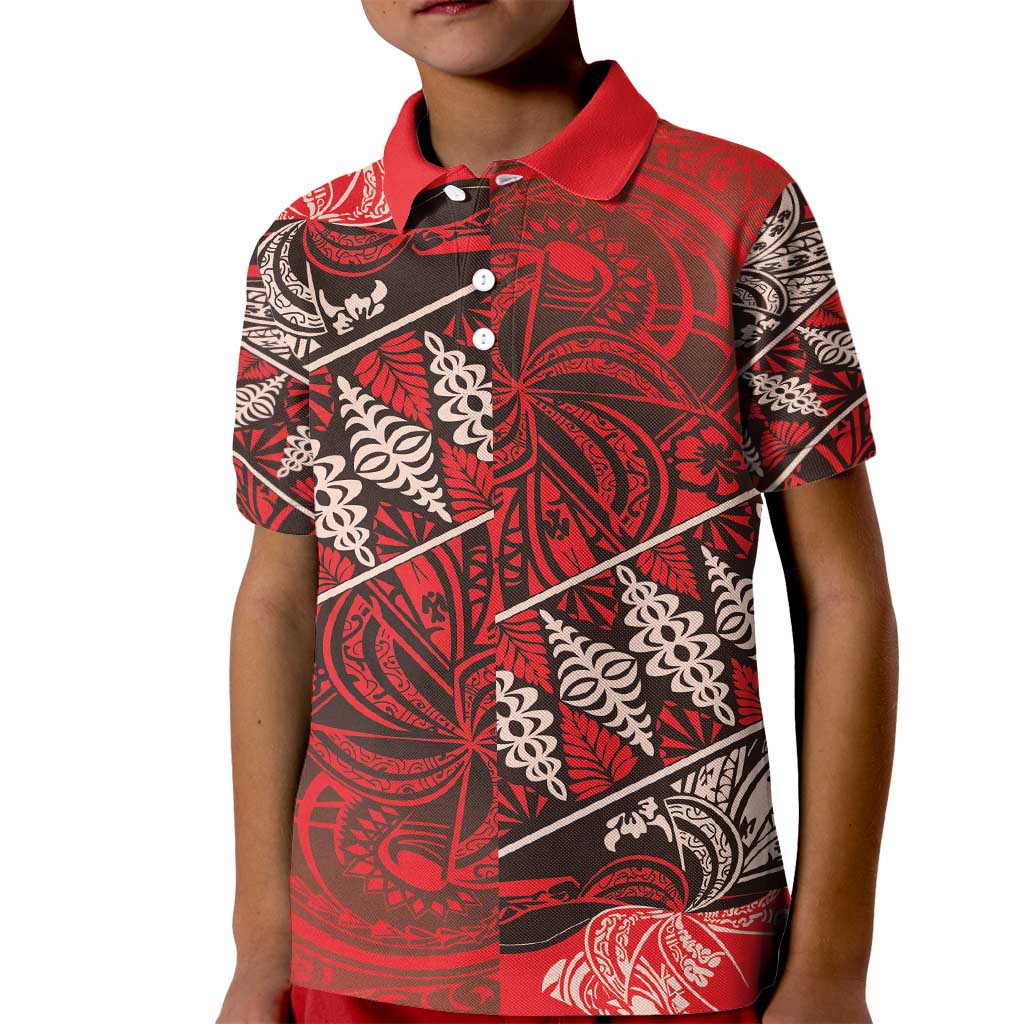 Vintage Ngatu Tribal Tonga Pattern Kid Polo Shirt - Polynesian Pride