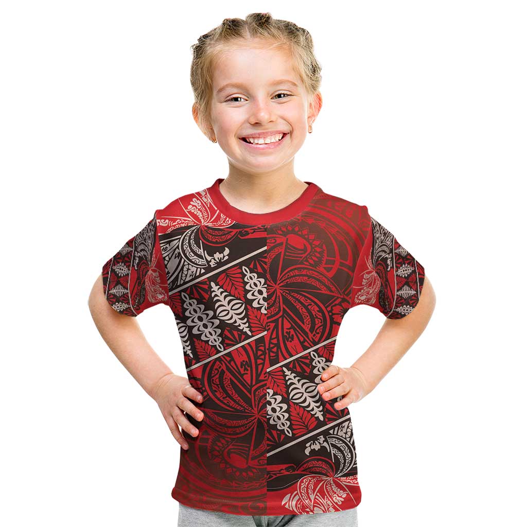 Vintage Ngatu Tribal Tonga Pattern Kid T Shirt - Polynesian Pride