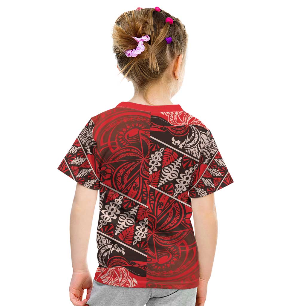 Vintage Ngatu Tribal Tonga Pattern Kid T Shirt - Polynesian Pride