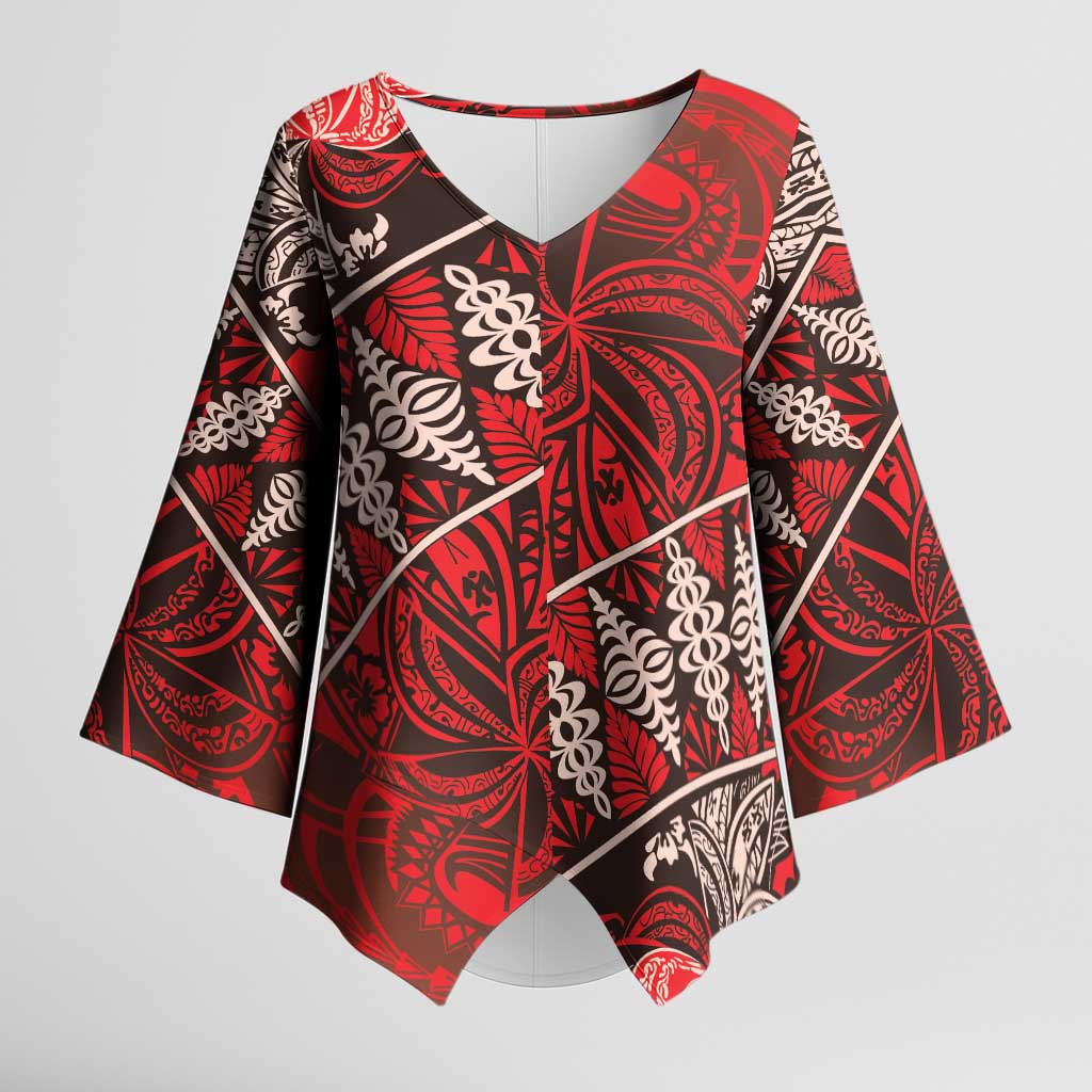 Vintage Ngatu Tribal Tonga Pattern Kimono Sleeve Blouse - Polynesian Pride