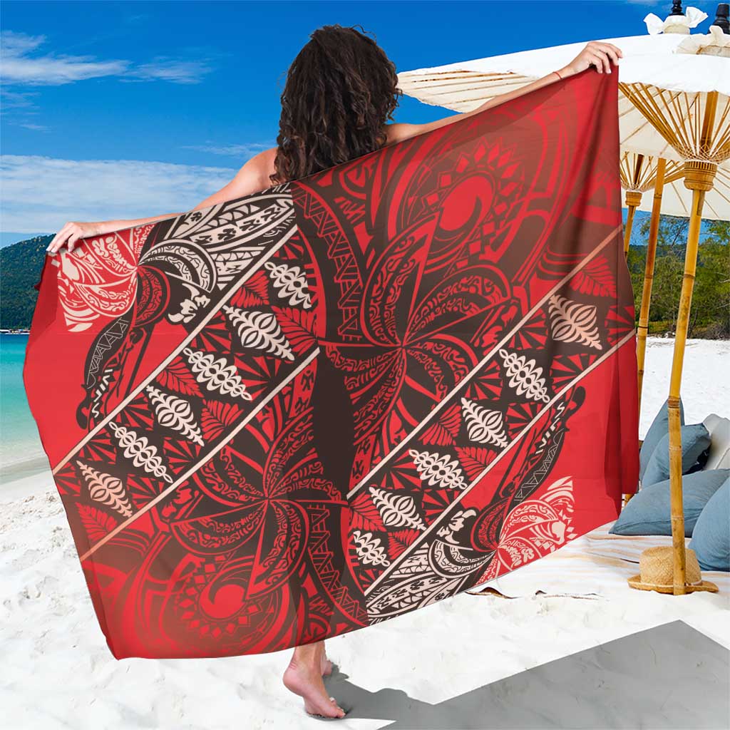 Vintage Ngatu Tribal Tonga Pattern Sarong LT9 One Size 44 x 66 inches Red - Polynesian Pride