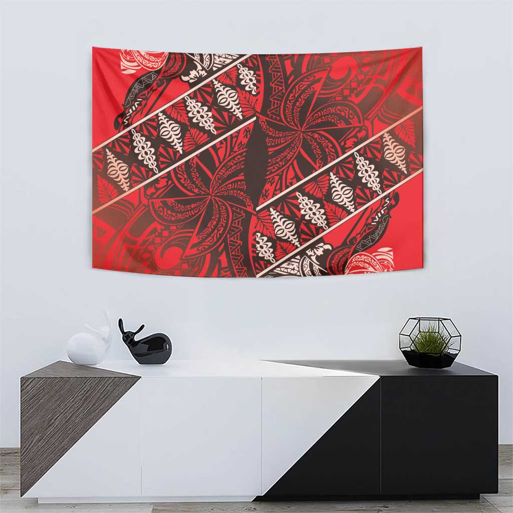 Vintage Ngatu Tribal Tonga Pattern Tapestry - Polynesian Pride