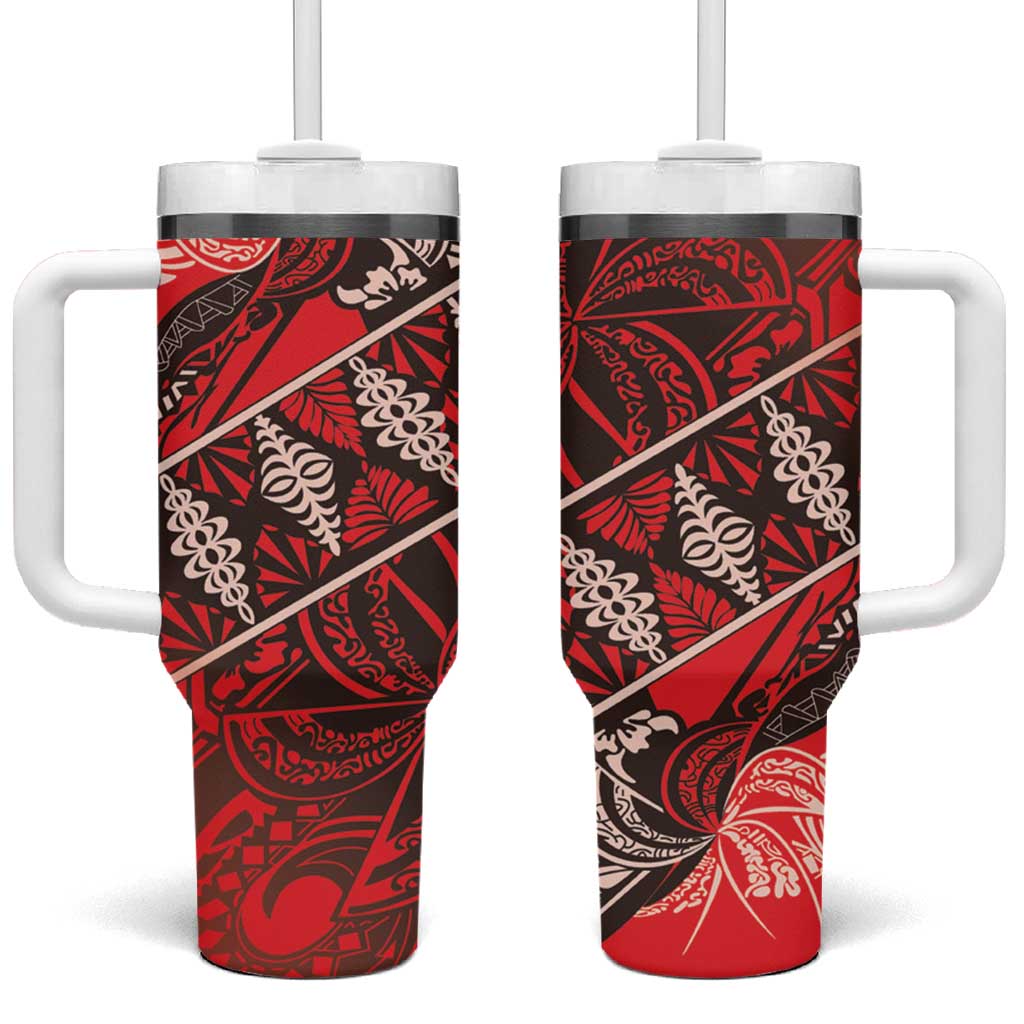 Vintage Ngatu Tribal Tonga Pattern Tumbler With Handle - Polynesian Pride
