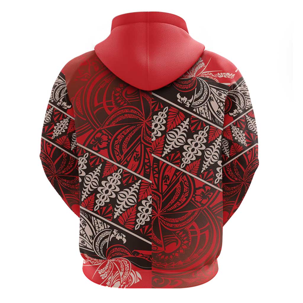 Vintage Ngatu Tribal Tonga Pattern Zip Hoodie - Polynesian Pride