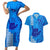 Strong Maui Couples Matching Short Sleeve Bodycon Dress and Hawaiian Shirt Good Living Hawaii with Shaka Sign Kakau Tribal Blue LT9 Blue - Polynesian Pride