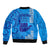 Strong Maui Sleeve Zip Bomber Jacket Good Living Hawaii with Shaka Sign Kakau Tribal Blue LT9 - Polynesian Pride