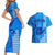 Personalised Strong Maui Couples Matching Short Sleeve Bodycon Dress and Hawaiian Shirt Good Living Hawaii with Shaka Sign Kakau Tribal Blue LT9 - Polynesian Pride