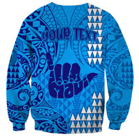 Personalised Strong Maui Sweatshirt Good Living Hawaii with Shaka Sign Kakau Tribal Blue LT9 - Polynesian Pride
