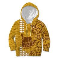 Strong Maui Kid Hoodie Good Living Hawaii with Shaka Sign Kakau Tribal Gold LT9 Hoodie Gold - Polynesian Pride
