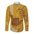 Strong Maui Long Sleeve Button Shirt Good Living Hawaii with Shaka Sign Kakau Tribal Gold LT9 Unisex Gold - Polynesian Pride