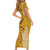 Strong Maui Short Sleeve Bodycon Dress Good Living Hawaii with Shaka Sign Kakau Tribal Gold LT9 - Polynesian Pride