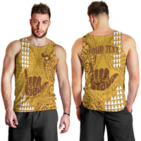 Personalised Strong Maui Men Tank Top Good Living Hawaii with Shaka Sign Kakau Tribal Gold LT9 - Polynesian Pride
