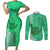 Strong Maui Couples Matching Short Sleeve Bodycon Dress and Long Sleeve Button Shirts Good Living Hawaii with Shaka Sign Kakau Tribal Green LT9 Green - Polynesian Pride