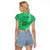 Strong Maui Raglan Cropped T Shirt Good Living Hawaii with Shaka Sign Kakau Tribal Green LT9 - Polynesian Pride