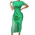 Strong Maui Short Sleeve Bodycon Dress Good Living Hawaii with Shaka Sign Kakau Tribal Green LT9 Long Dress Green - Polynesian Pride