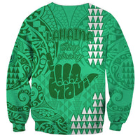 Strong Maui Sweatshirt Good Living Hawaii with Shaka Sign Kakau Tribal Green LT9 - Polynesian Pride