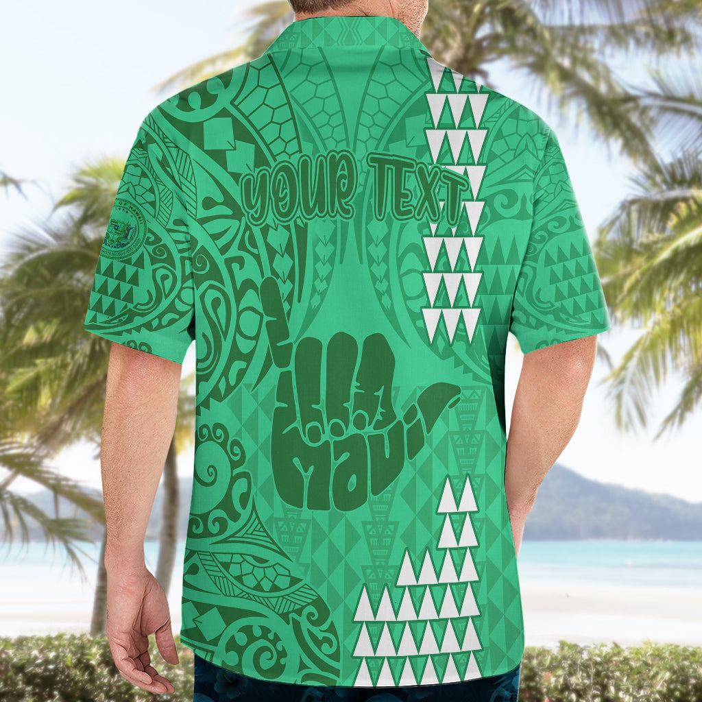 Personalised Strong Maui Hawaiian Shirt Good Living Hawaii with Shaka Sign Kakau Tribal Green LT9 - Polynesian Pride