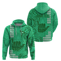 Personalised Strong Maui Hoodie Good Living Hawaii with Shaka Sign Kakau Tribal Green LT9 - Polynesian Pride