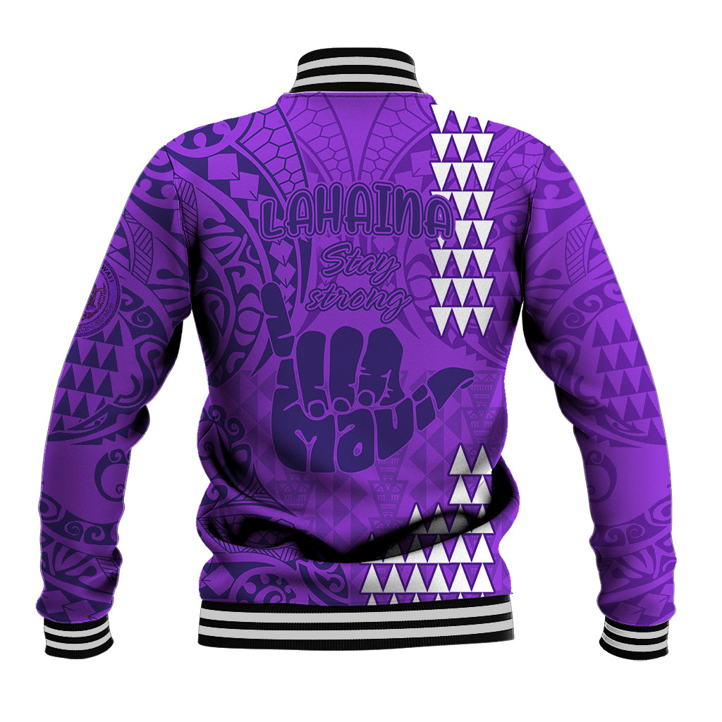 Strong Maui Baseball Jacket Good Living Hawaii with Shaka Sign Kakau Tribal Purple LT9 - Polynesian Pride