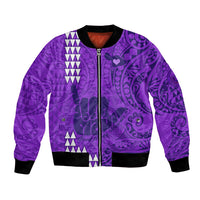 Strong Maui Bomber Jacket Good Living Hawaii with Shaka Sign Kakau Tribal Purple LT9 Unisex Purple - Polynesian Pride