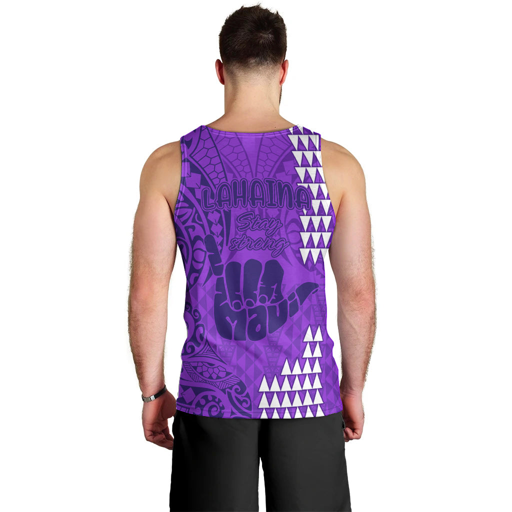 Strong Maui Men Tank Top Good Living Hawaii with Shaka Sign Kakau Tribal Purple LT9 - Polynesian Pride