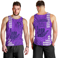 Strong Maui Men Tank Top Good Living Hawaii with Shaka Sign Kakau Tribal Purple LT9 - Polynesian Pride